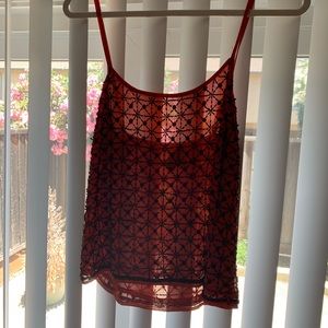 Orange Tank with Black Sequins